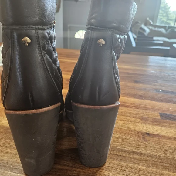 Kate Spade Black Quilted Lace-Up Heeled Boots - Picture 4 of 10
